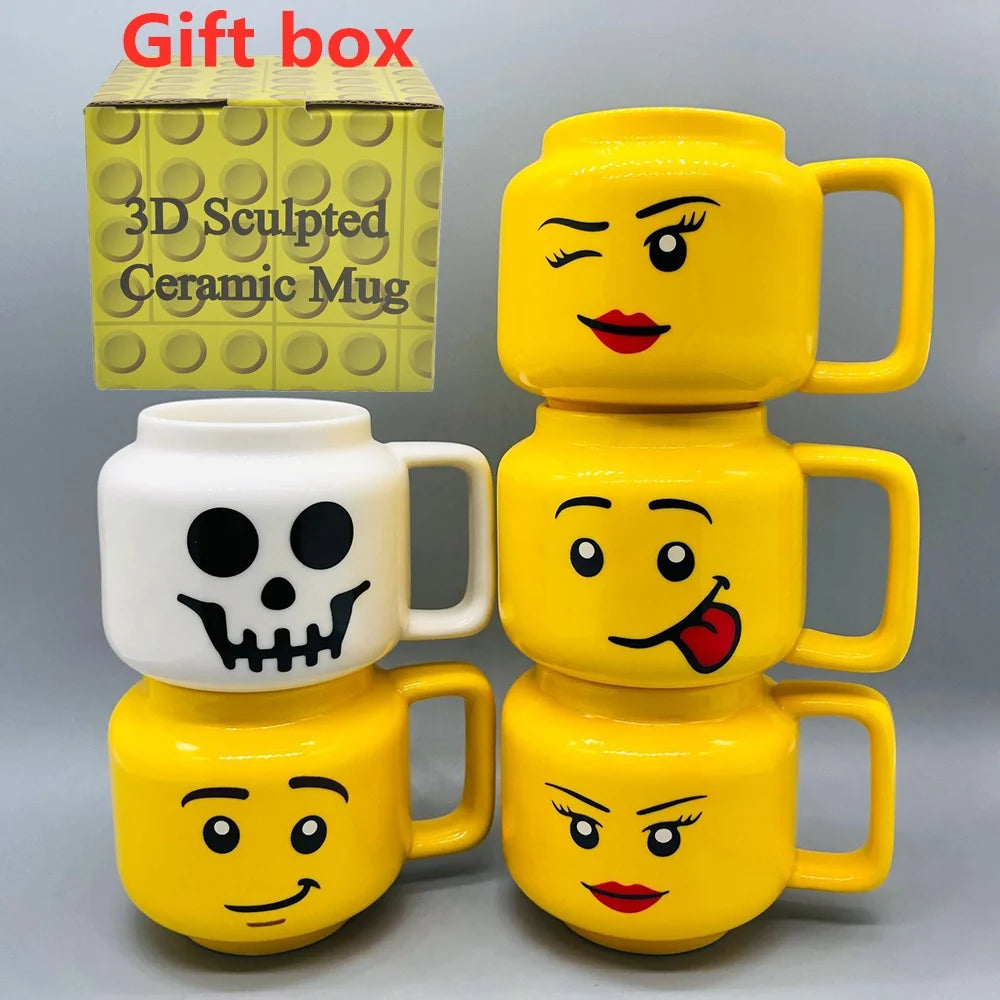 Cute Cartoon 250ML Mug Cups Ceramic Coffee Milk Tea Drinkware Impish Expression Pattern for Couple Friend Christmas gifts Travel
