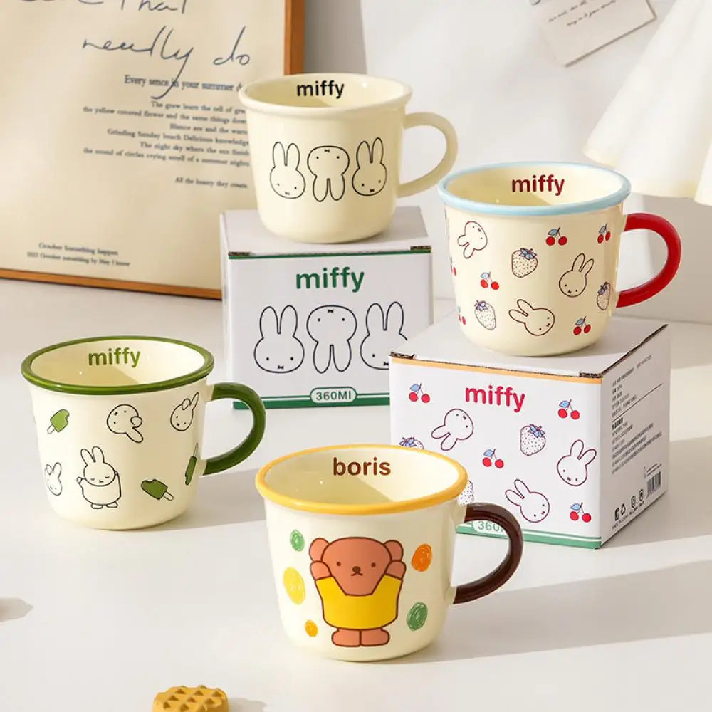 350Ml Miffy Mug Cartoon Anime Ceramic Cup with Handle Breakfast Cup for Couples Kawaii Coffee Cup Office Water Cup