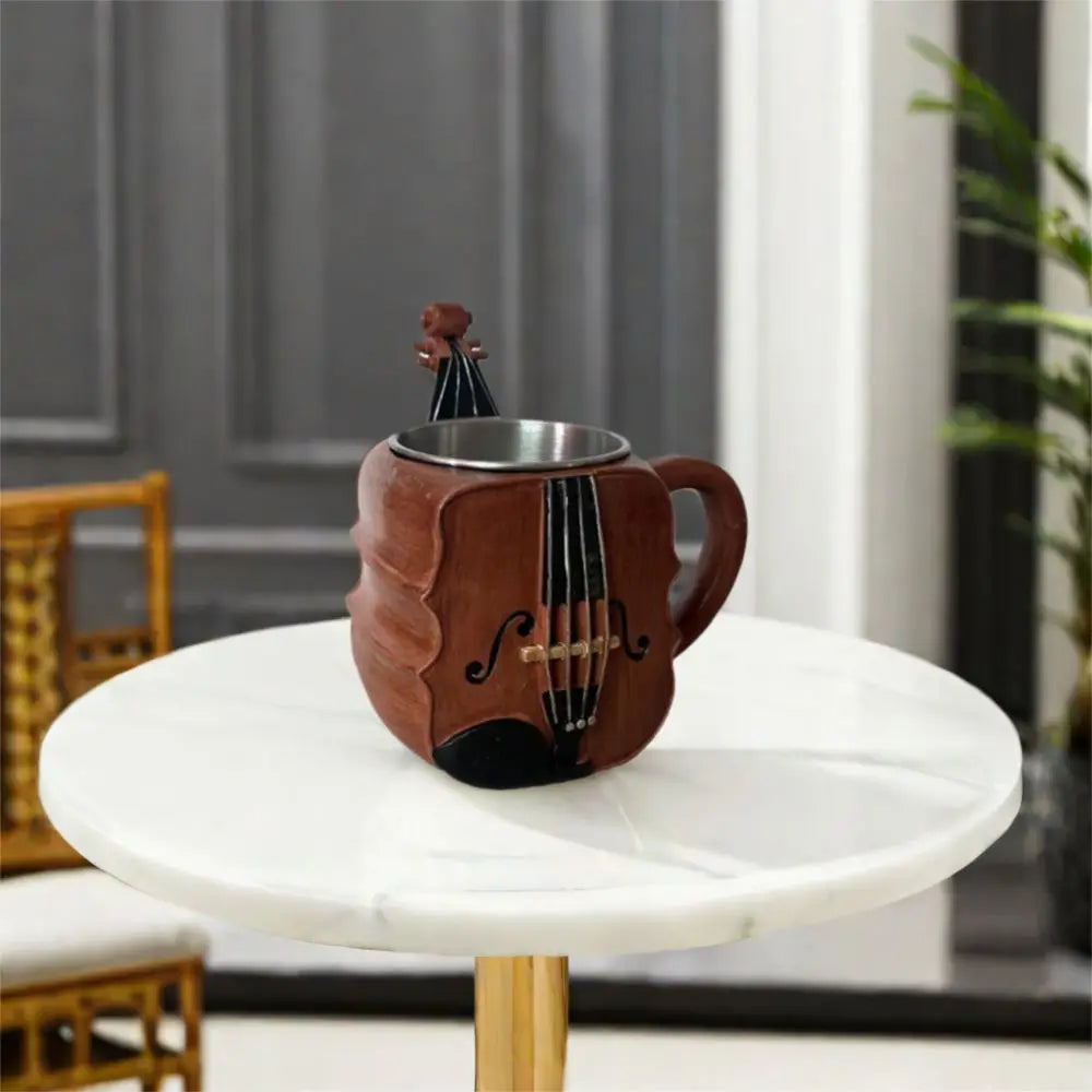 Stainless Steel Musical Instrument Coffee Mug Ornament Durable Guitar Style Water Cup Easy To Clean Comfortable Handle