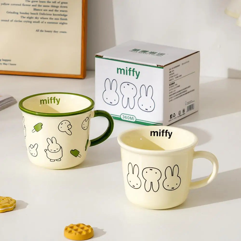 350Ml Miffy Mug Cartoon Anime Ceramic Cup with Handle Breakfast Cup for Couples Kawaii Coffee Cup Office Water Cup