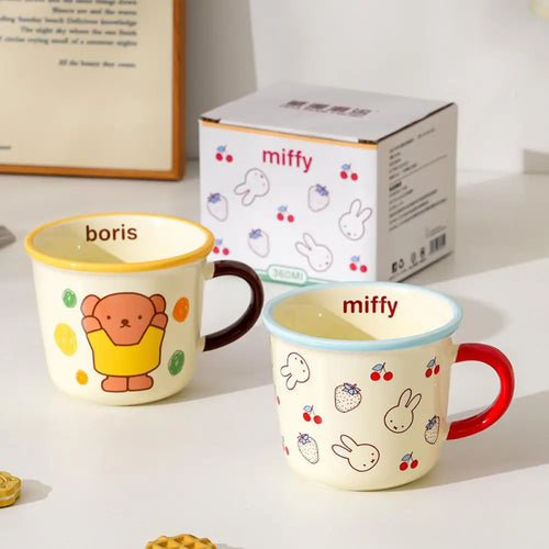350Ml Miffy Mug Cartoon Anime Ceramic Cup with Handle Breakfast Cup for Couples Kawaii Coffee Cup Office Water Cup