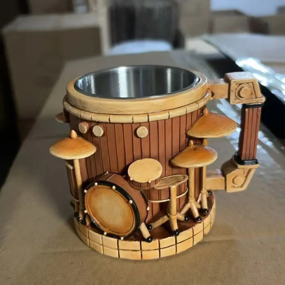 Stainless Steel Musical Instrument Coffee Mug Ornament Durable Guitar Style Water Cup Easy To Clean Comfortable Handle